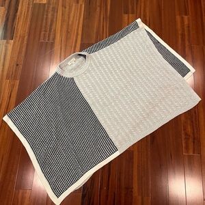 VINCE CAMUTO Colorblock Poncho Sweater Cable Knit Houndstooth‎ Pullover Size S M